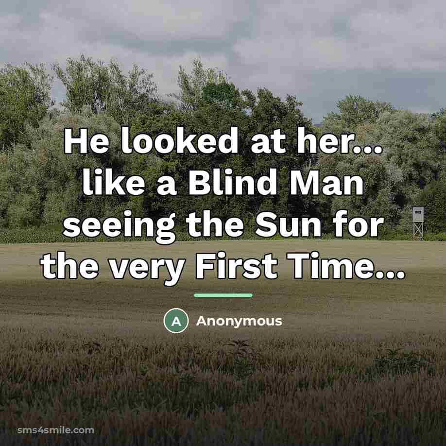 “He looked at her... like a Blind Man seeing the…” quote by Anonymous