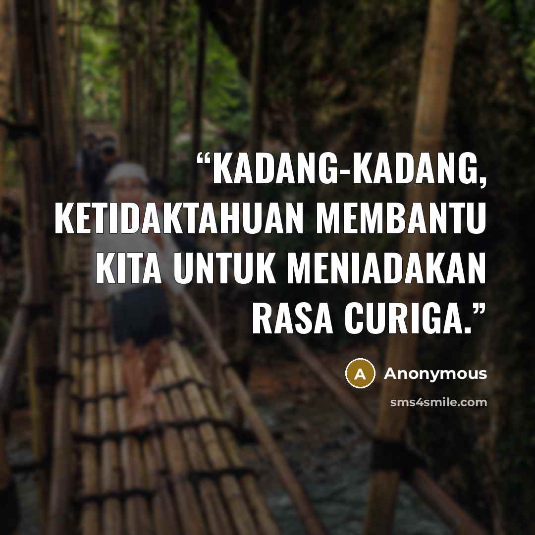 “Kadang-kadang, ketidaktahuan membantu kita untuk meniadakan rasa curiga.” quote by Anonymous