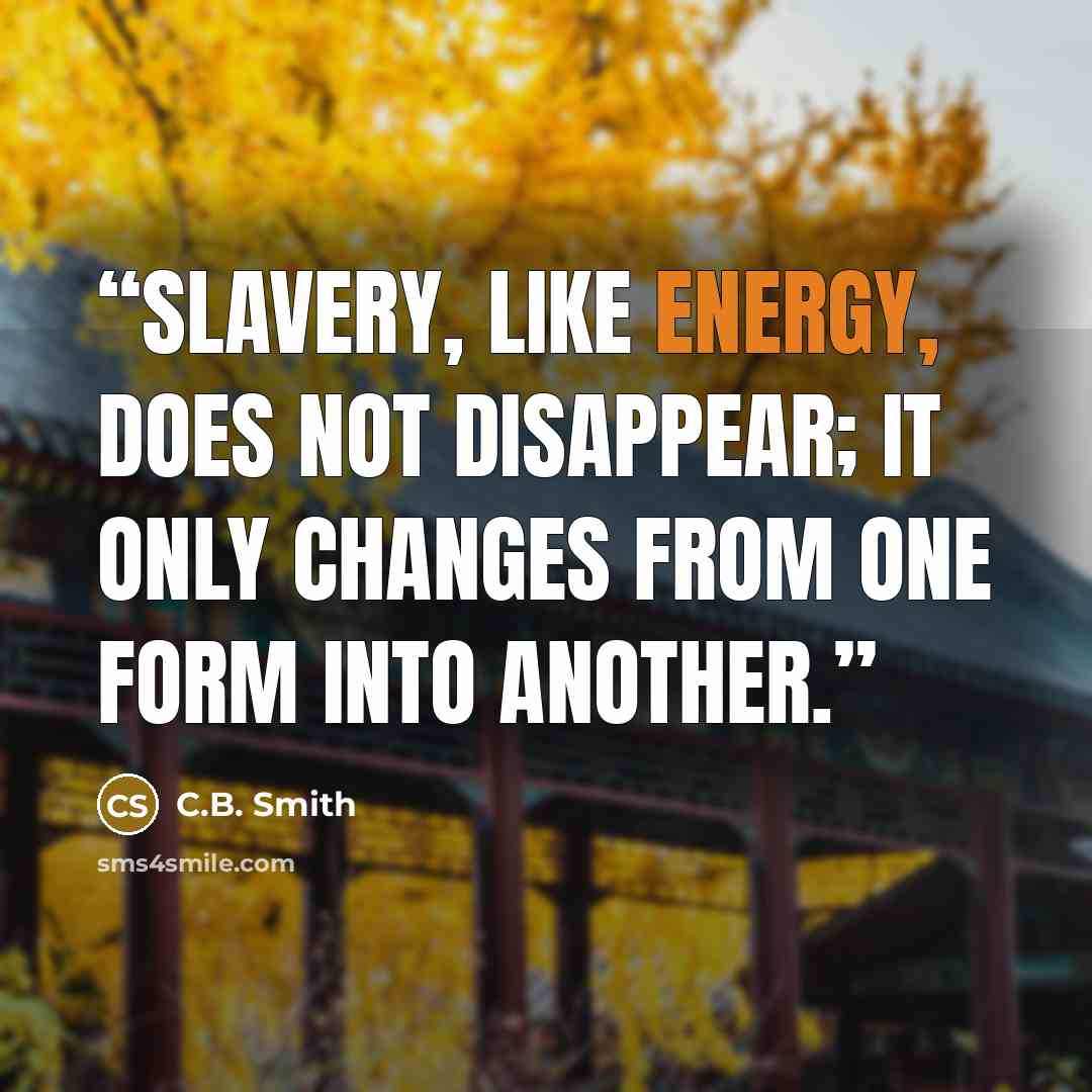 “Slavery, like energy, does not disappear; it only changes from one form into another.” quote by C.B. Smith