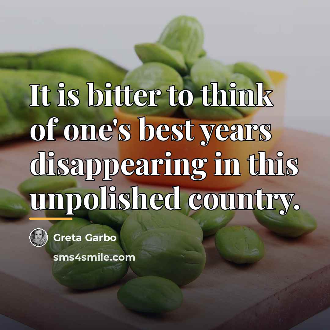 “It is bitter to think of one's best years disappearing…” quote by Greta Garbo