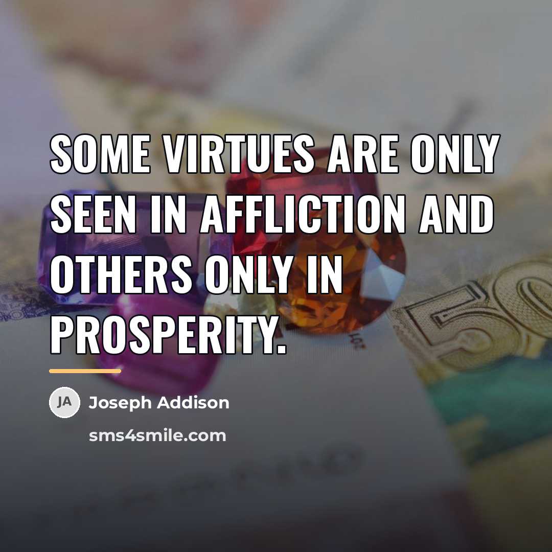 “Some virtues are only seen in affliction and others only…” quote by Joseph Addison