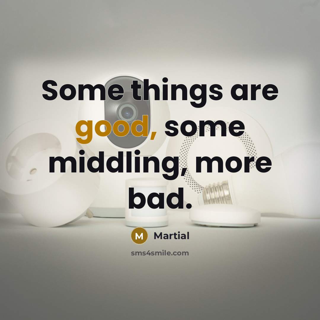 “Some things are good, some middling, more bad.…” quote by Martial