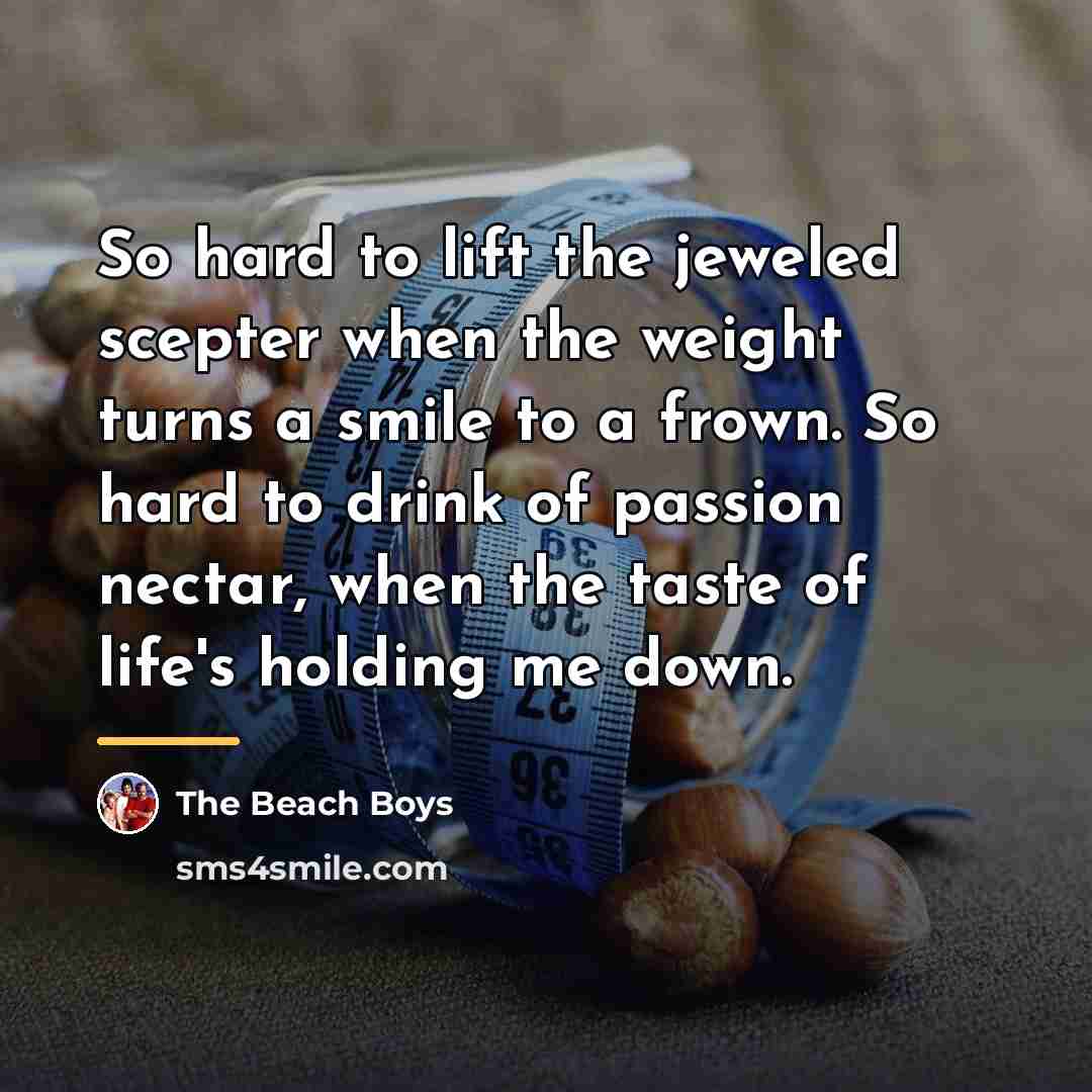 “So hard to lift the jeweled scepter when the weight…” quote by The Beach Boys
