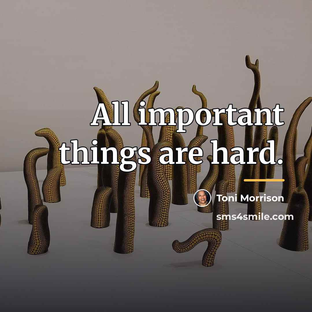 “All important things are hard.…” quote by Toni Morrison