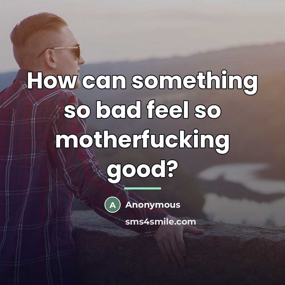 “How can something so bad feel so motherfucking good?…” quote by Anonymous