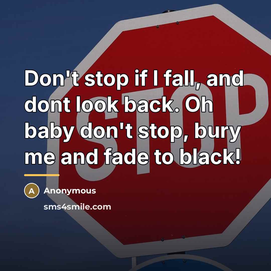 “Don't stop if I fall, and dont look back. Oh…” quote by Anonymous