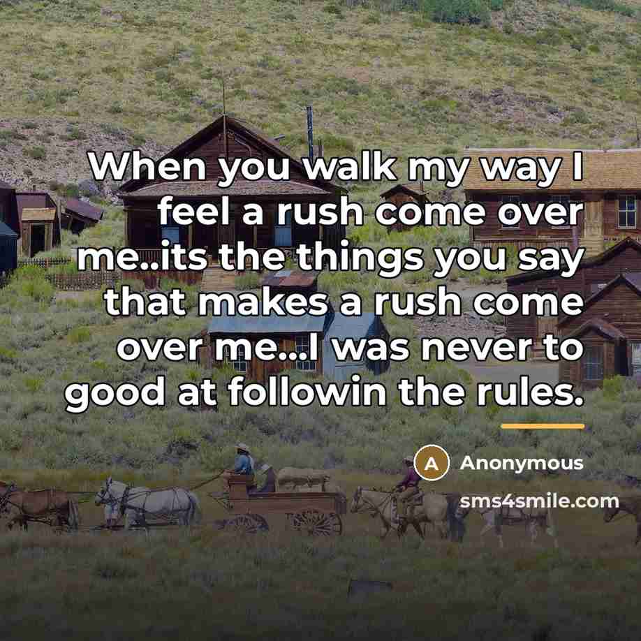 “When you walk my way I feel a rush come…” quote by Anonymous