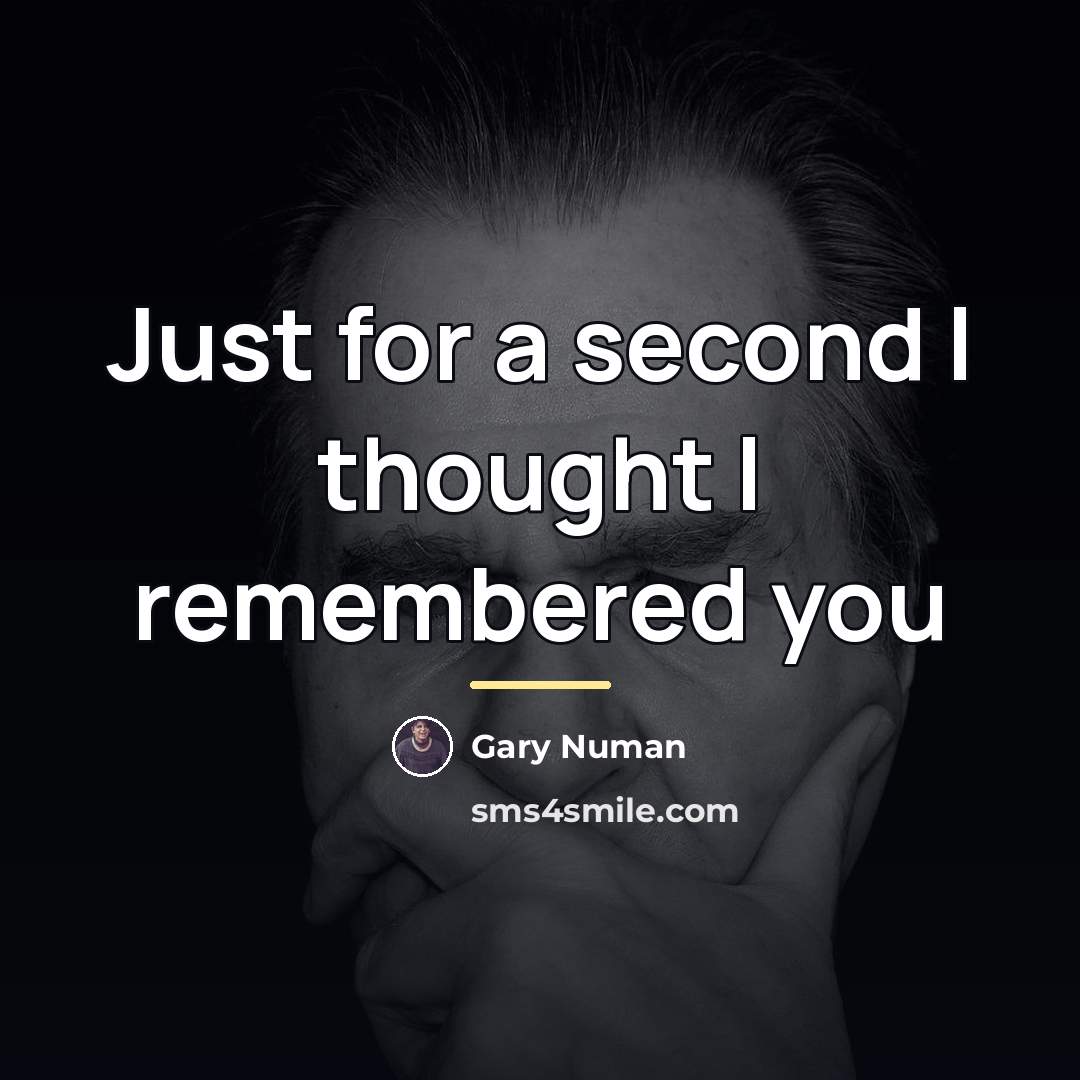 “Just for a second I thought I remembered you…” quote by Gary Numan
