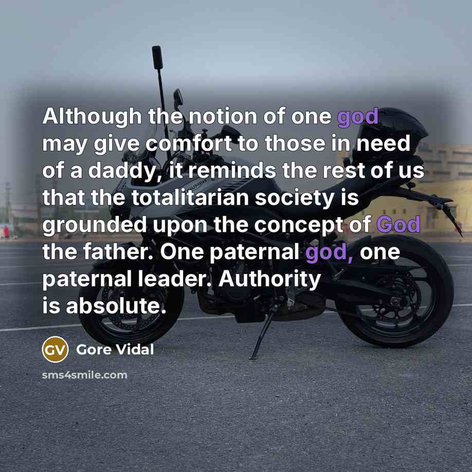 “Although the notion of one god may give comfort to…” quote by Gore Vidal