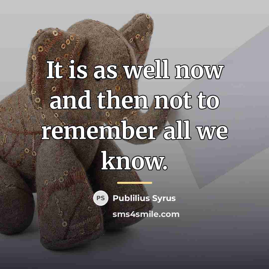 “It is as well now and then not to remember…” quote by Publilius Syrus