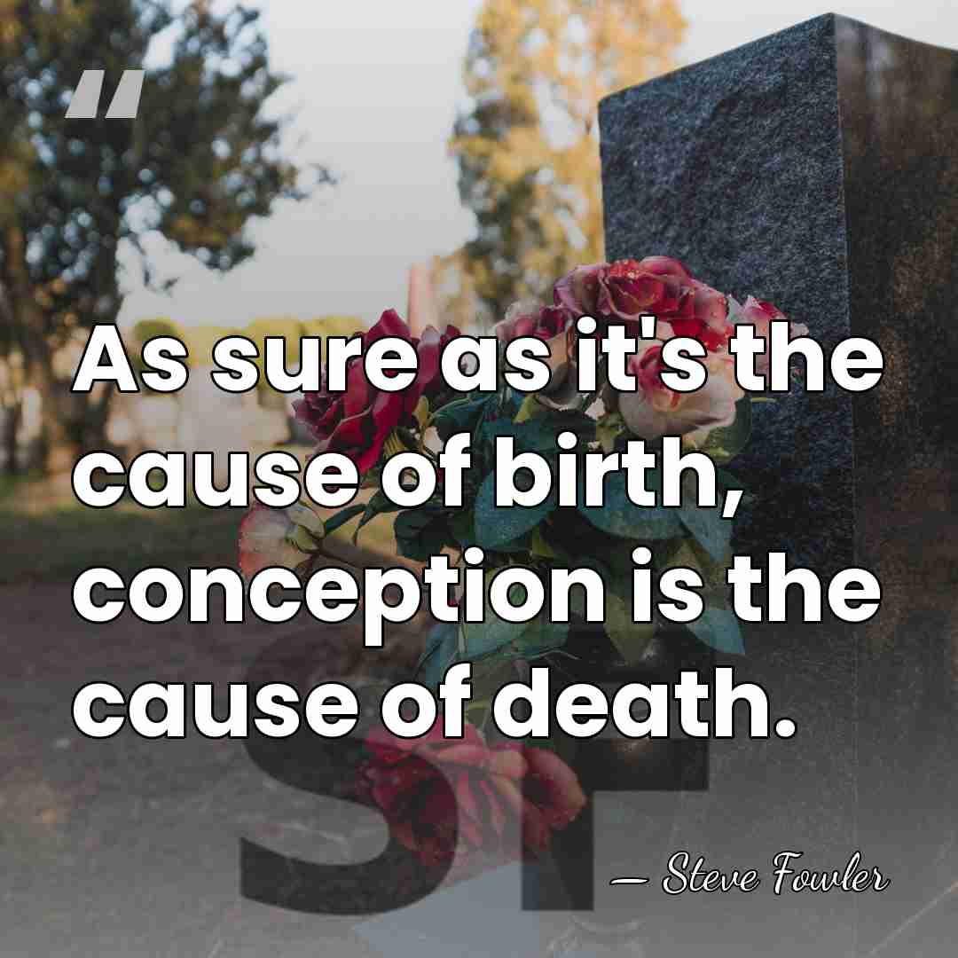 As sure as it's the cause of birth, conception is the cause&hellip; - Steve Fowler