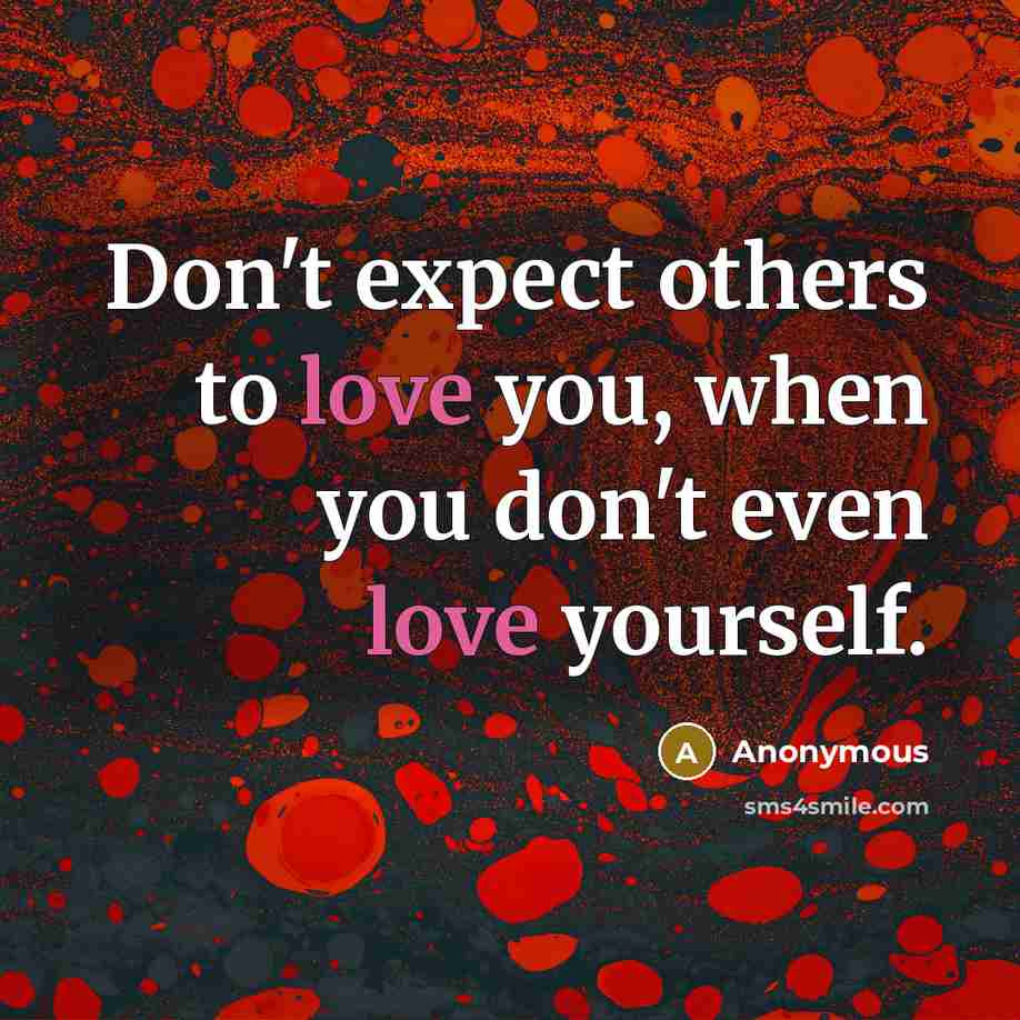 “Don't expect others to love you, when you don't even…” quote by Anonymous