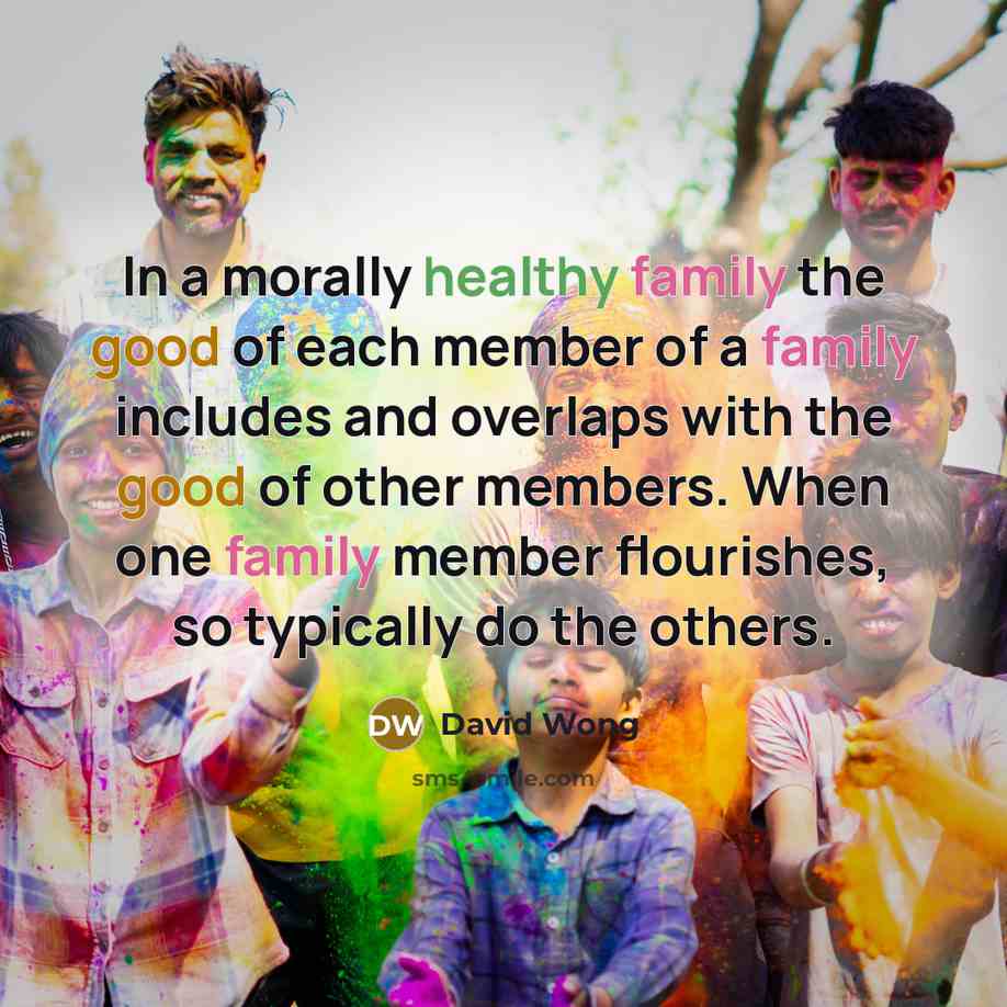 “In a morally healthy family the good of each member…” quote by David Wong