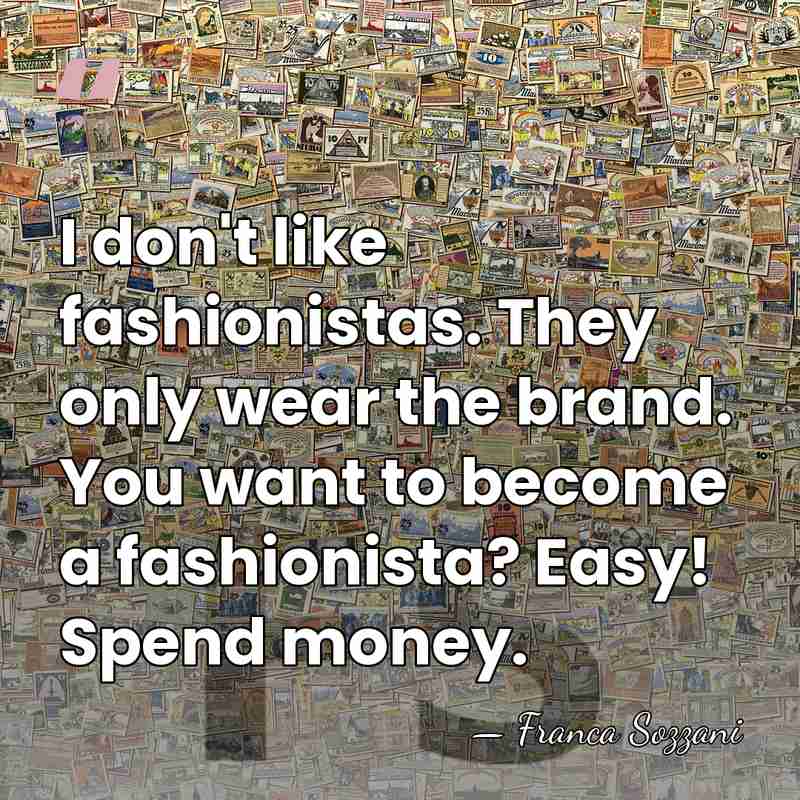 I don't like fashionistas. They only wear the brand. You want to&hellip; - Franca Sozzani