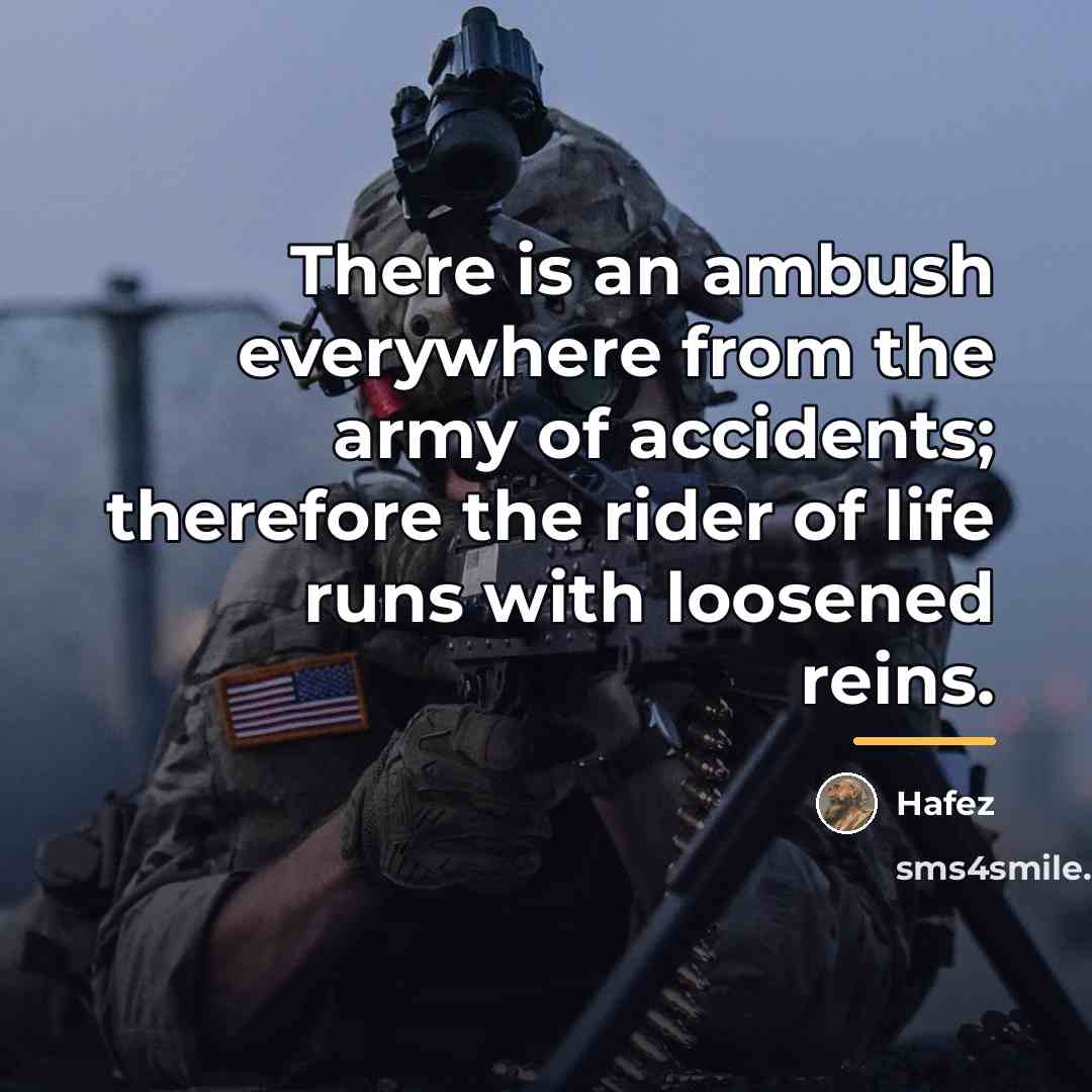 “There is an ambush everywhere from the army of accidents;…” quote by Hafez