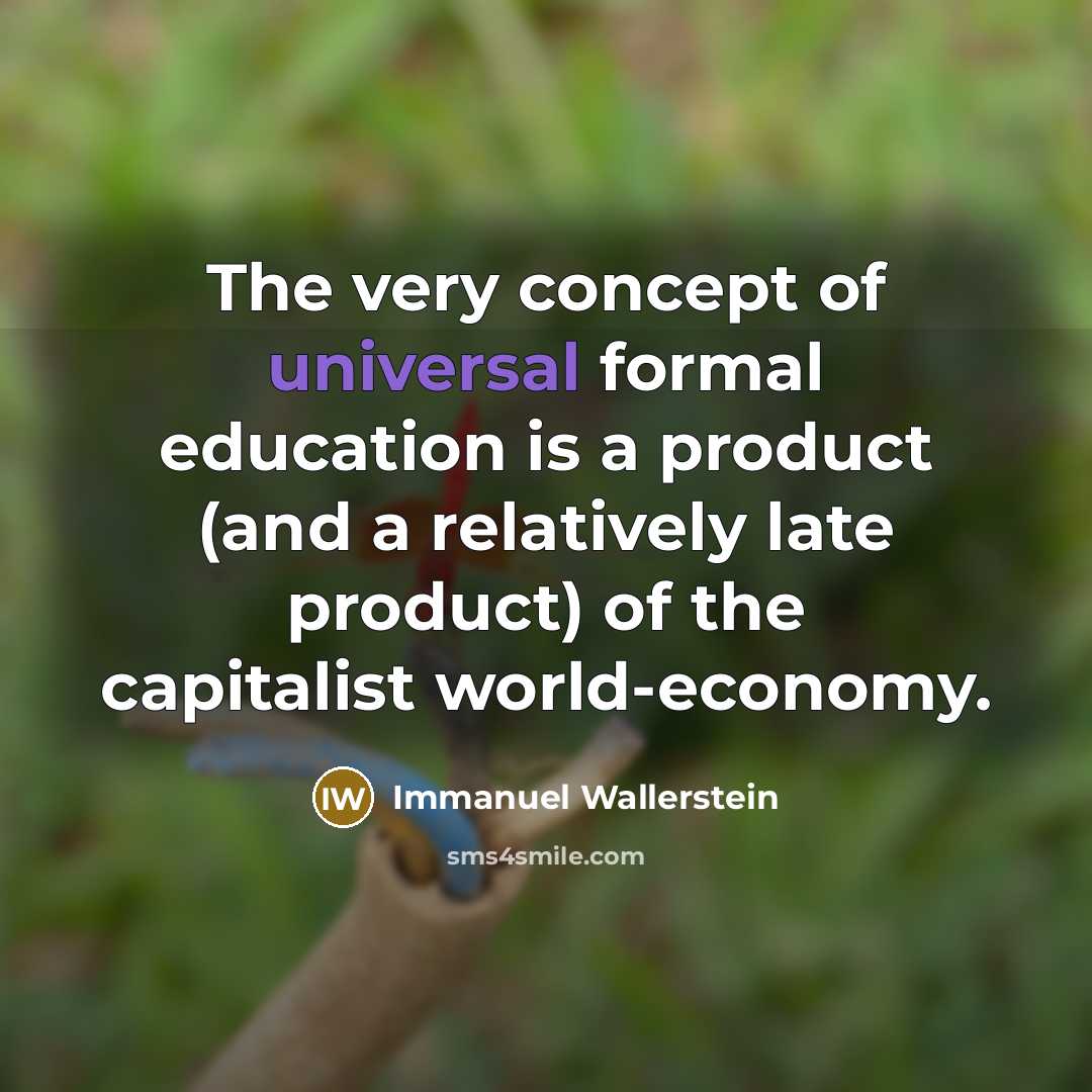 “The very concept of universal formal education is a product…” quote by Immanuel Wallerstein