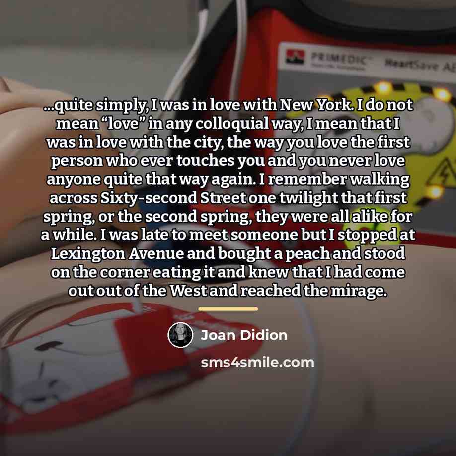 “...quite simply, I was in love with New York. I…” quote by Joan Didion