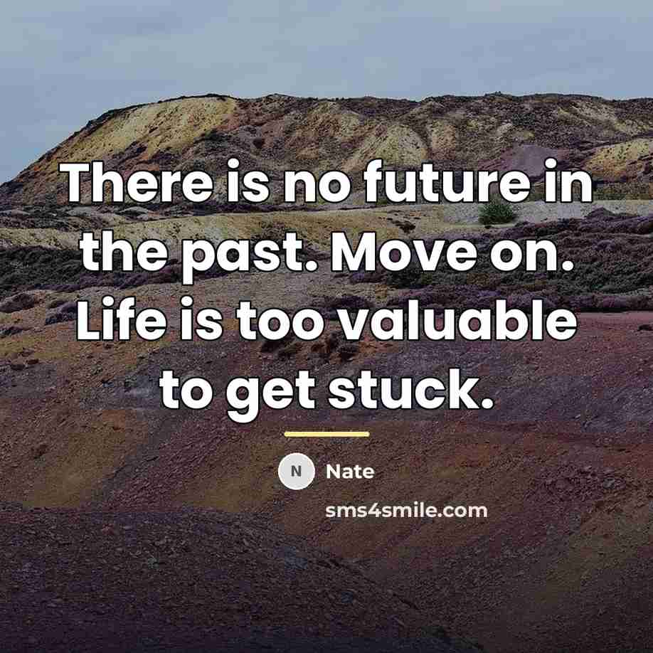 “There is no future in the past. Move on. Life…” quote by Nate