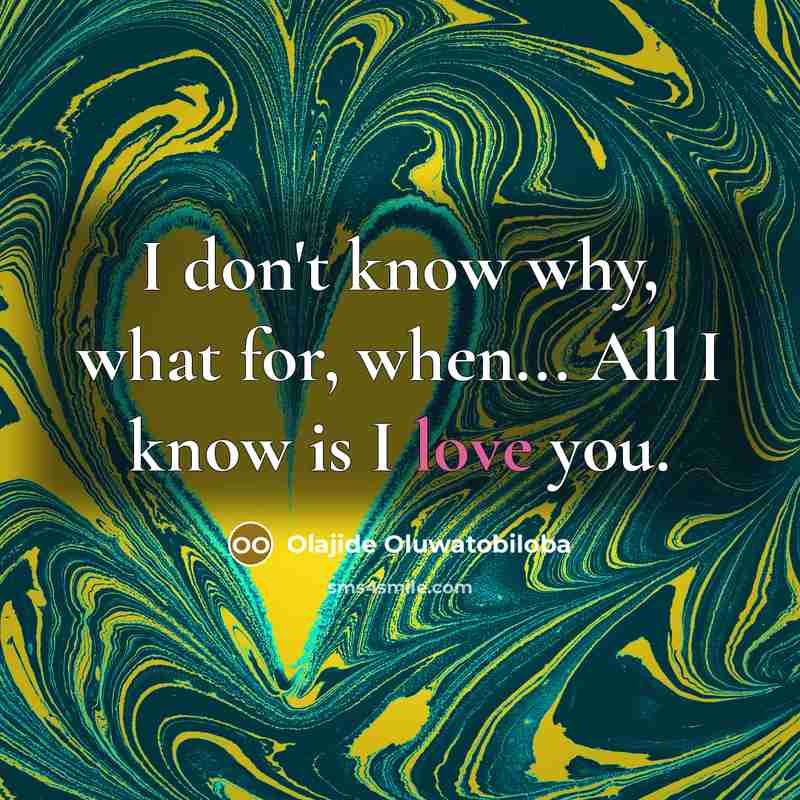 “I don't know why, what for, when... All I know…” quote by Olajide Oluwatobiloba