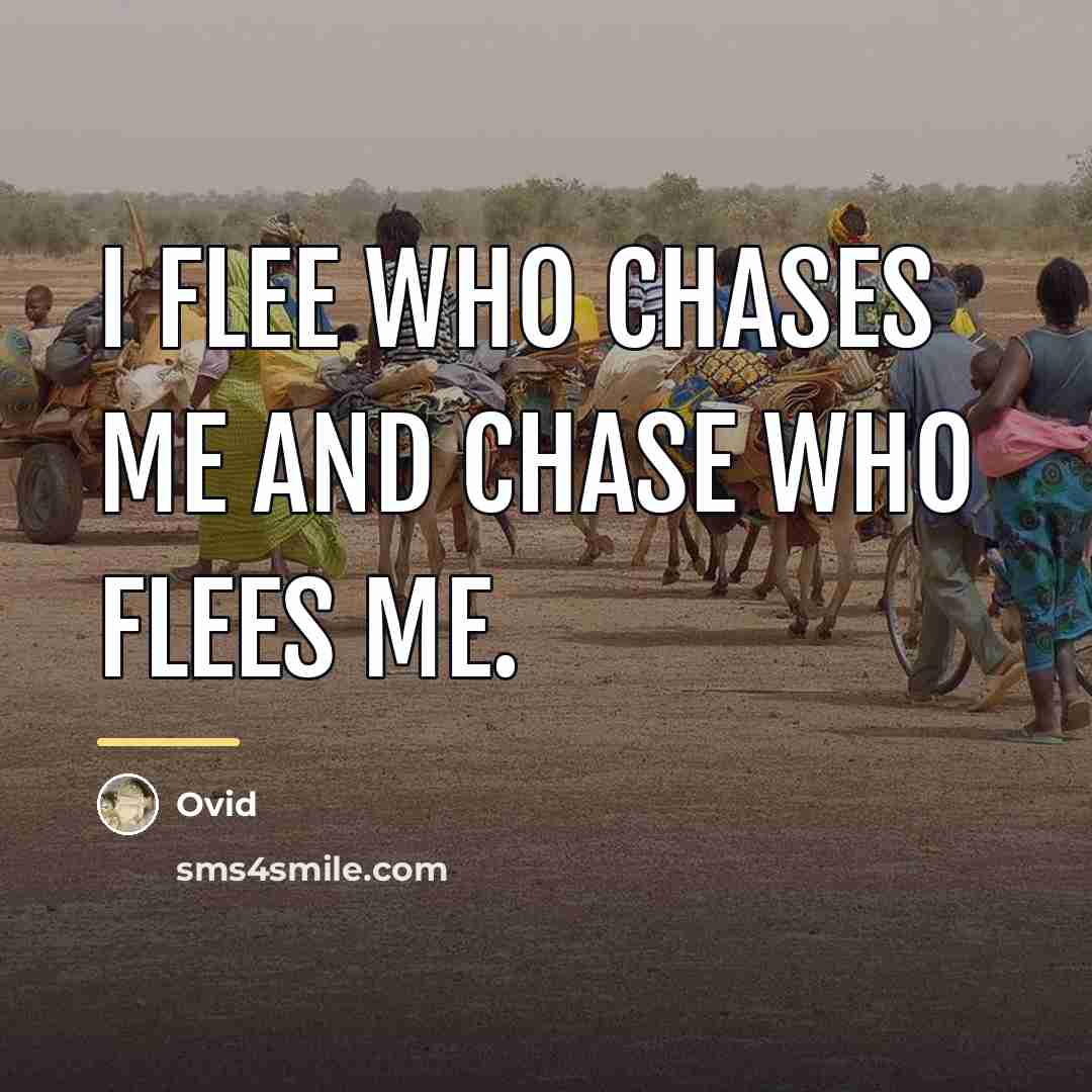 “I flee who chases me and chase who flees me.…” quote by Ovid