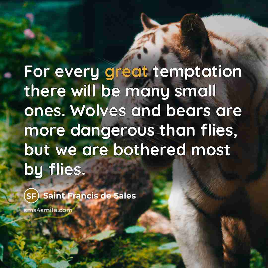 “For every great temptation there will be many small ones.…” quote by Saint Francis de Sales