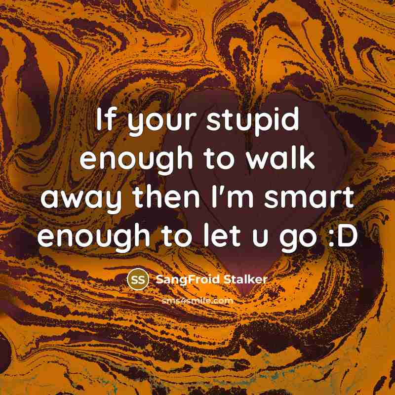 “If your stupid enough to walk away then I'm smart…” quote by SangFroid Stalker