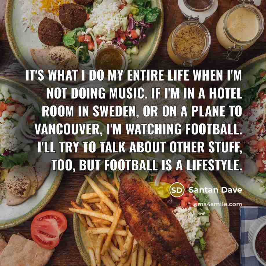 “It's what I do my entire life when I'm not…” quote by Santan Dave