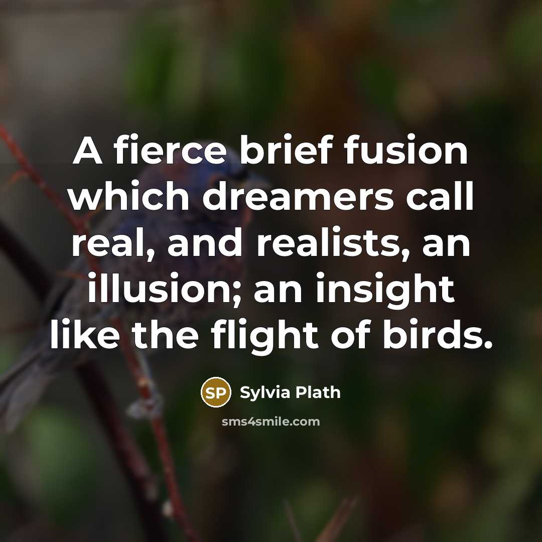 “A fierce brief fusion which dreamers call real, and realists,…” quote by Sylvia Plath