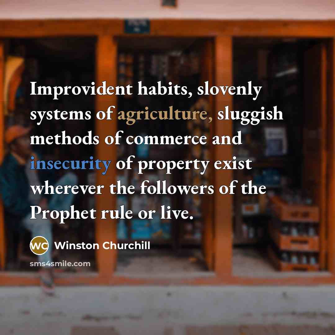 “Improvident habits, slovenly systems of agriculture, sluggish methods of commerce…” quote by Winston Churchill