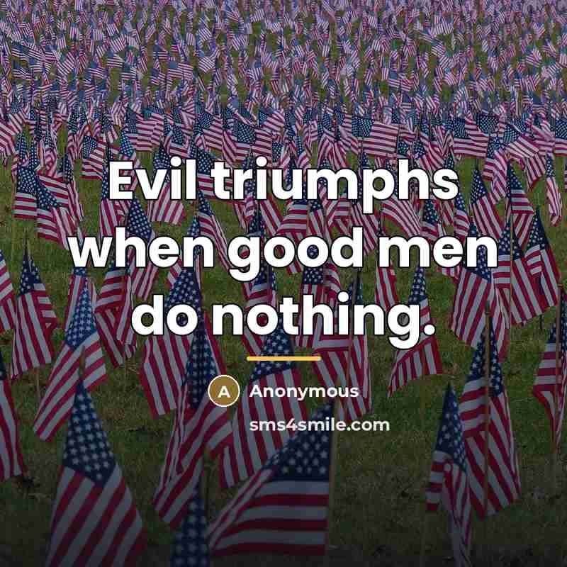 “Evil triumphs when good men do nothing.…” quote by Anonymous