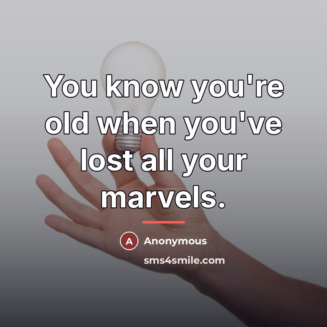 “You know you're old when you've lost all your marvels.…” quote by Anonymous