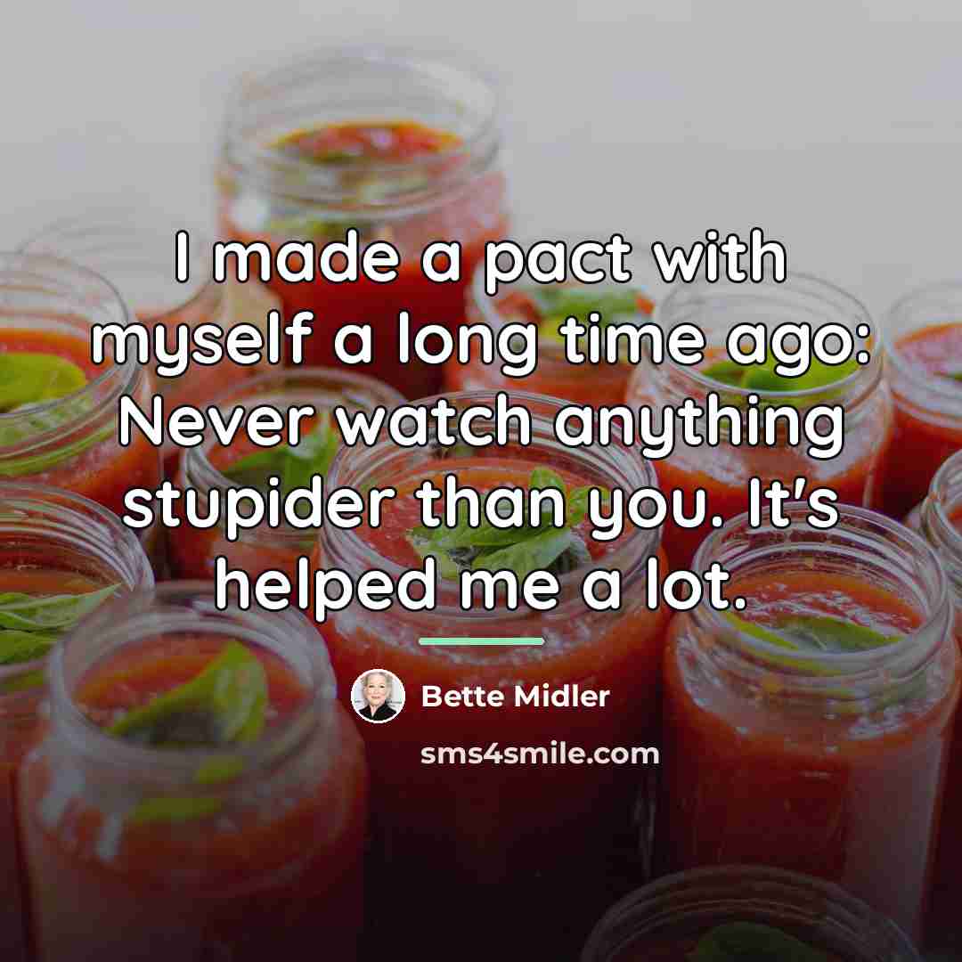“I made a pact with myself a long time ago:…” quote by Bette Midler
