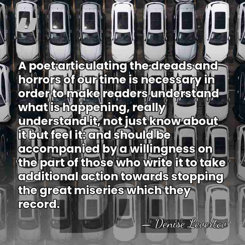 A poet articulating the dreads and horrors of our time is necessary&hellip; - Denise Levertov