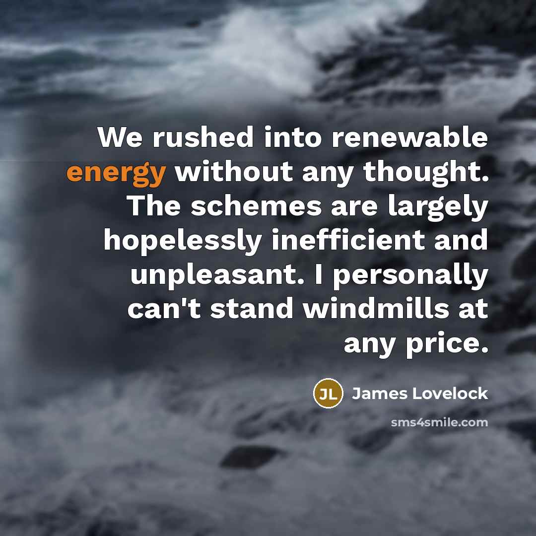 “We rushed into renewable energy without any thought. The schemes…” quote by James Lovelock