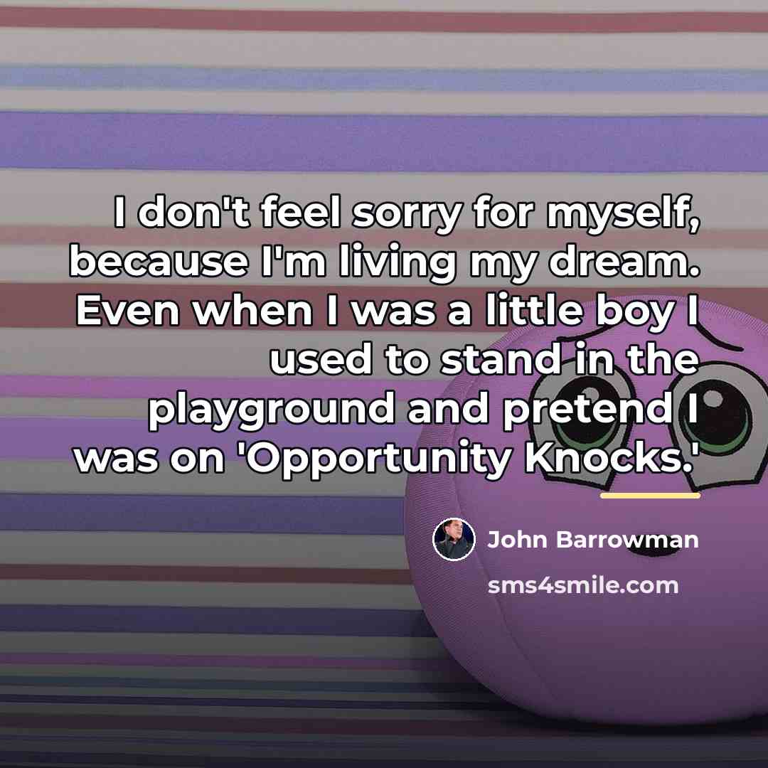“I don't feel sorry for myself, because I'm living my…” quote by John Barrowman