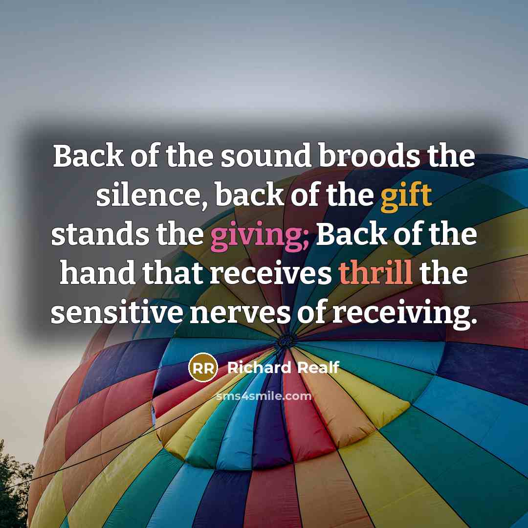 “Back of the sound broods the silence, back of the…” quote by Richard Realf