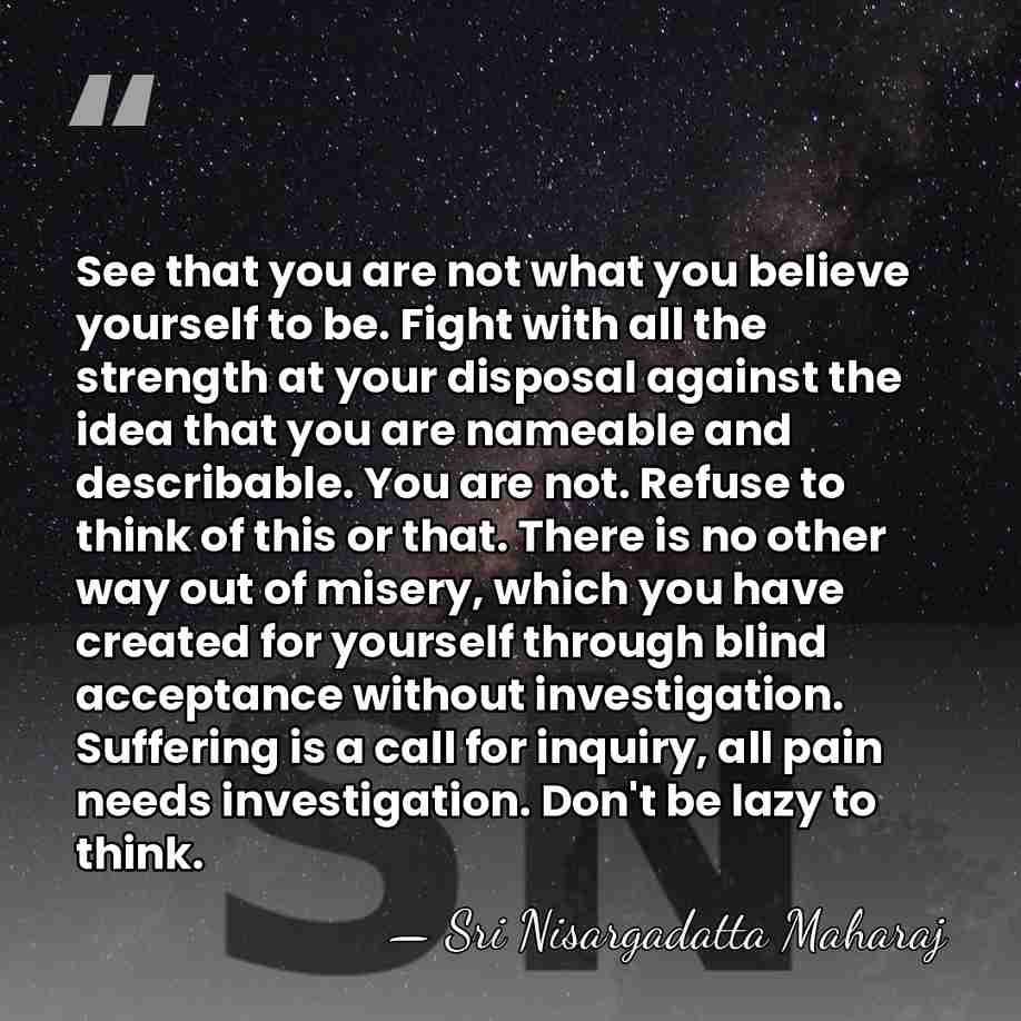 See that you are not what you believe yourself to be. Fight&hellip; - Sri Nisargadatta Maharaj