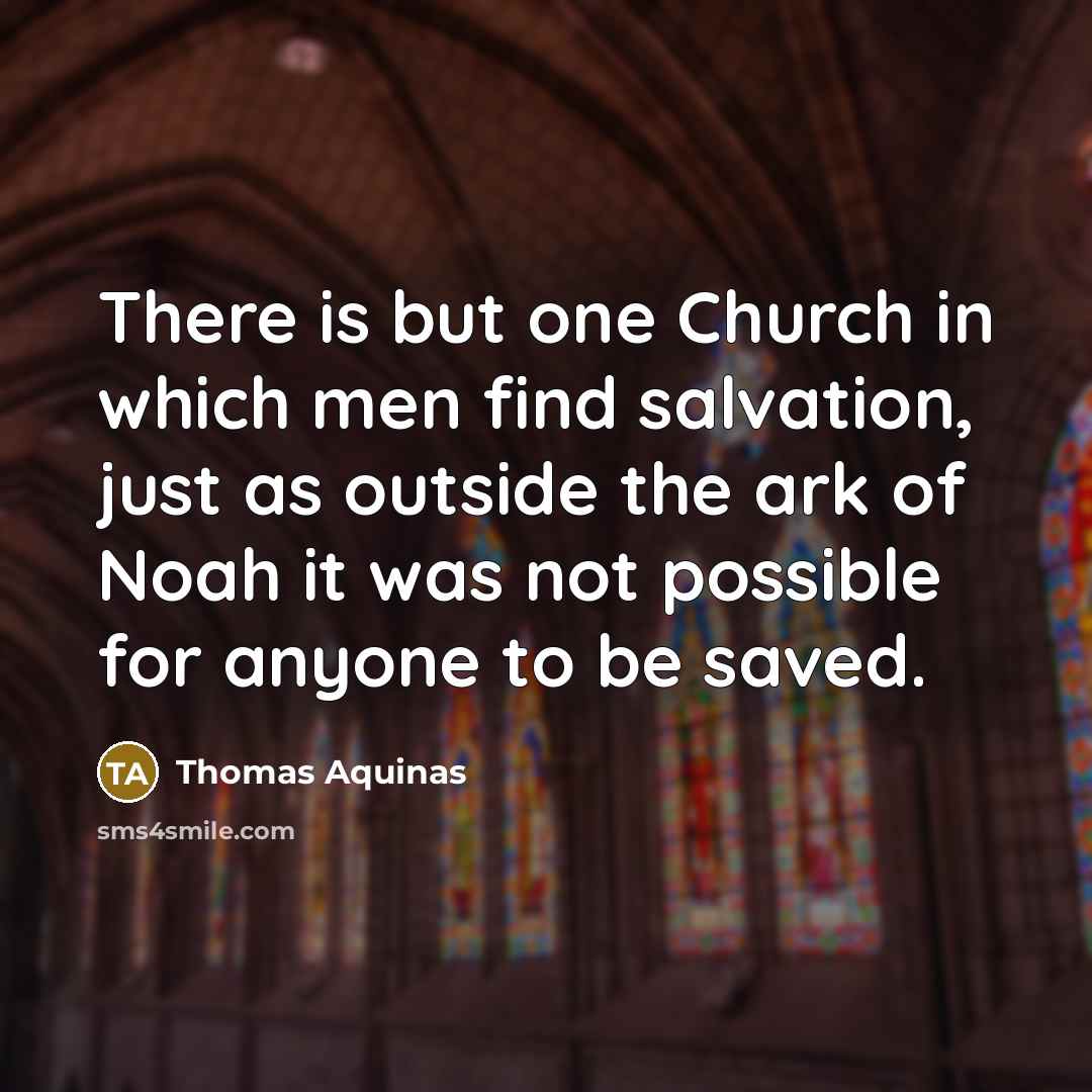 “There is but one Church in which men find salvation,…” quote by Thomas Aquinas