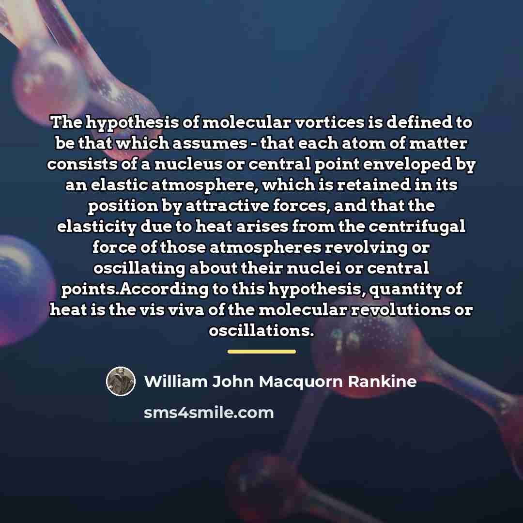 “The hypothesis of molecular vortices is defined to be that…” quote by William John Macquorn Rankine