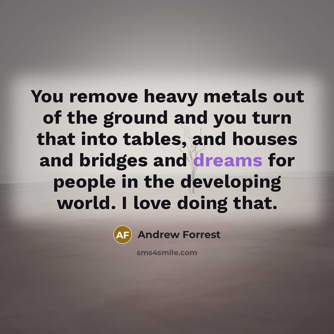 “You remove heavy metals out of the ground and you…” quote by Andrew Forrest