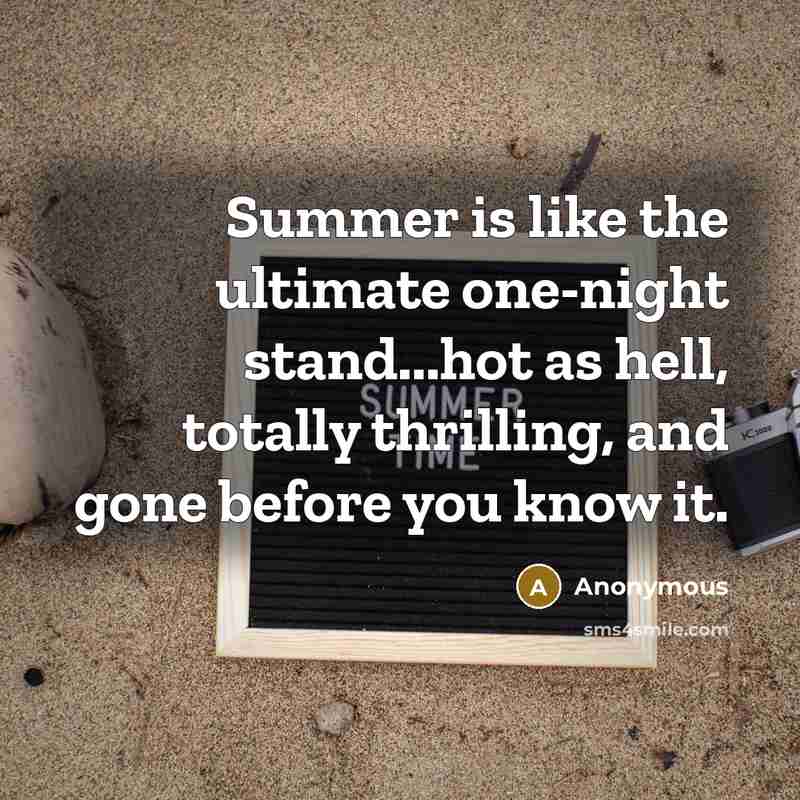 “Summer is like the ultimate one-night stand...hot as hell, totally…” quote by Anonymous