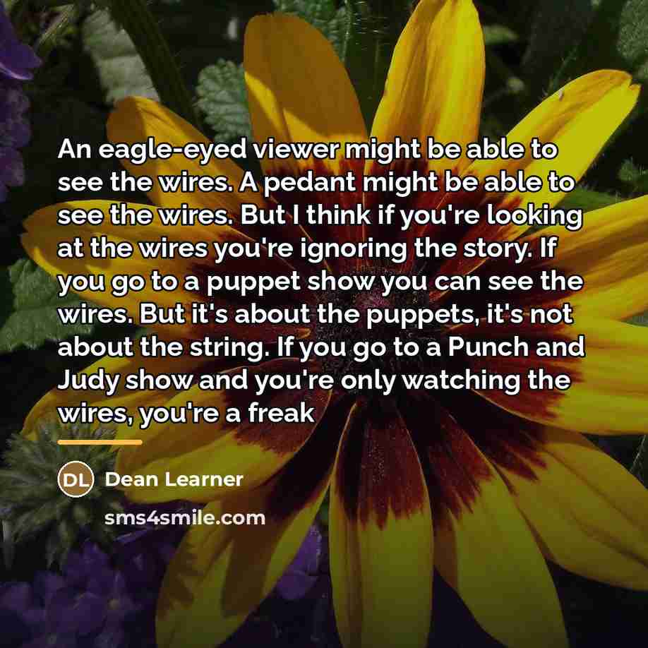 “An eagle-eyed viewer might be able to see the wires.…” quote by Dean Learner