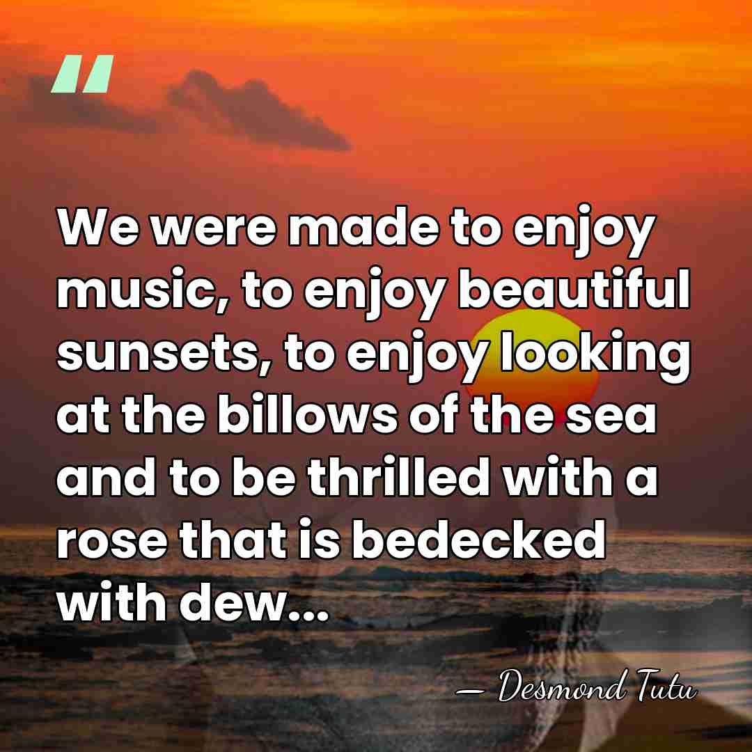 We were made to enjoy music, to enjoy beautiful sunsets, to enjoy&hellip; - Desmond Tutu