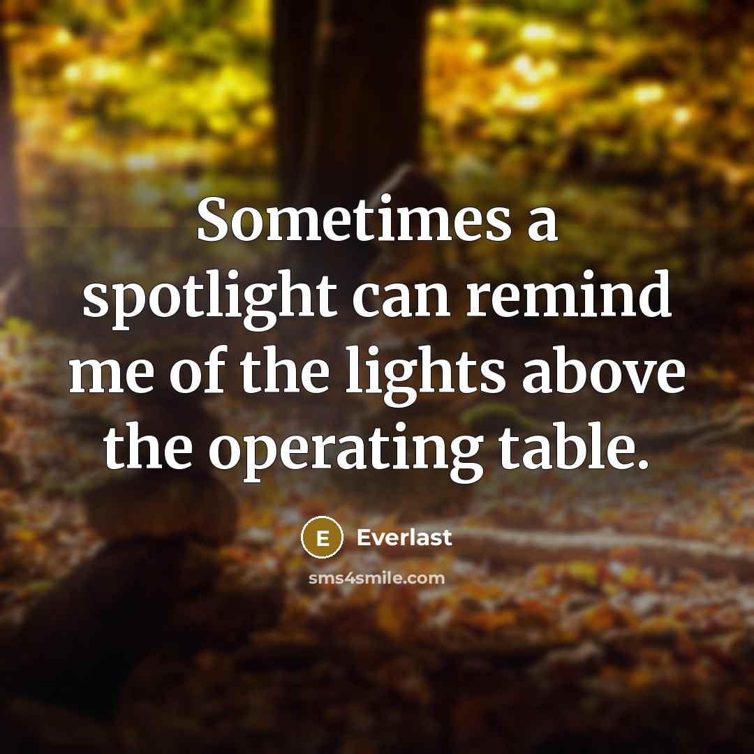 “Sometimes a spotlight can remind me of the lights above…” quote by Everlast