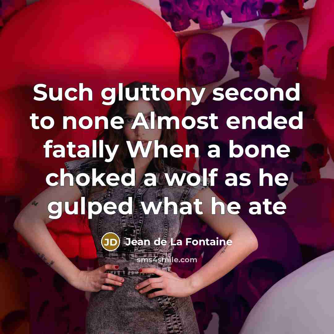 “Such gluttony second to none Almost ended fatally When a…” quote by Jean de La Fontaine