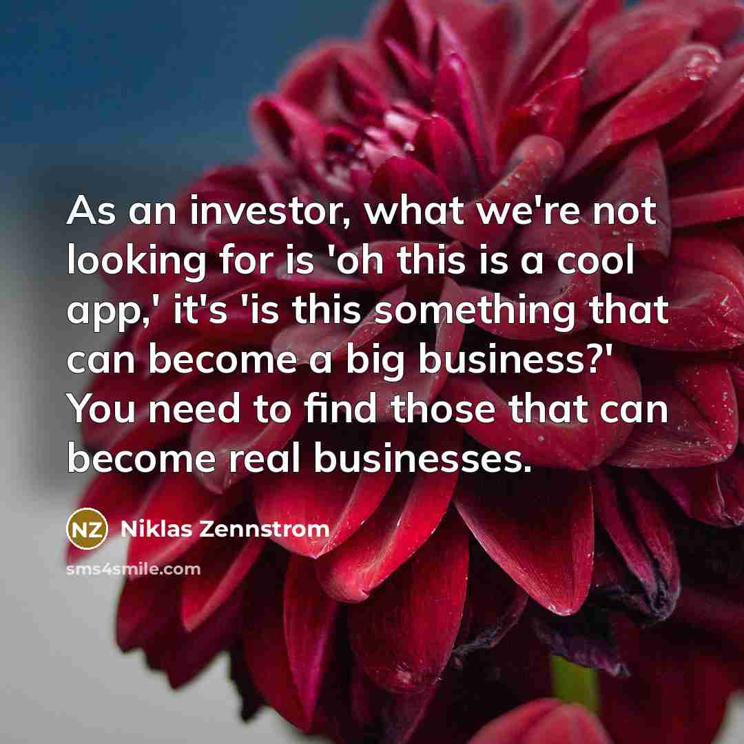 “As an investor, what we're not looking for is 'oh…” quote by Niklas Zennstrom