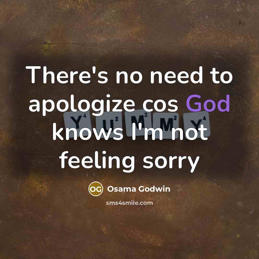 “There's no need to apologize cos God knows I'm not feeling sorry” quote by Osama Godwin