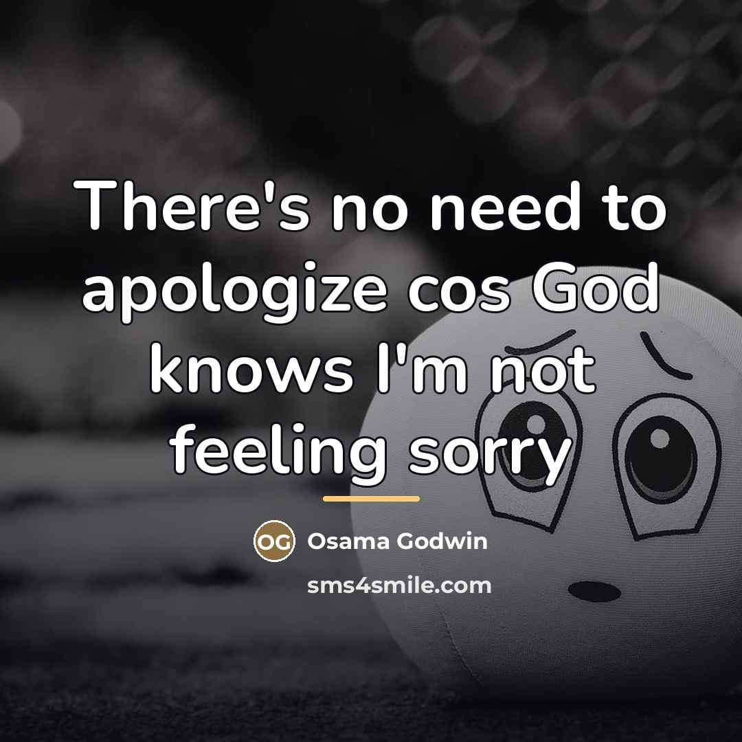 “There's no need to apologize cos God knows I'm not…” quote by Osama Godwin