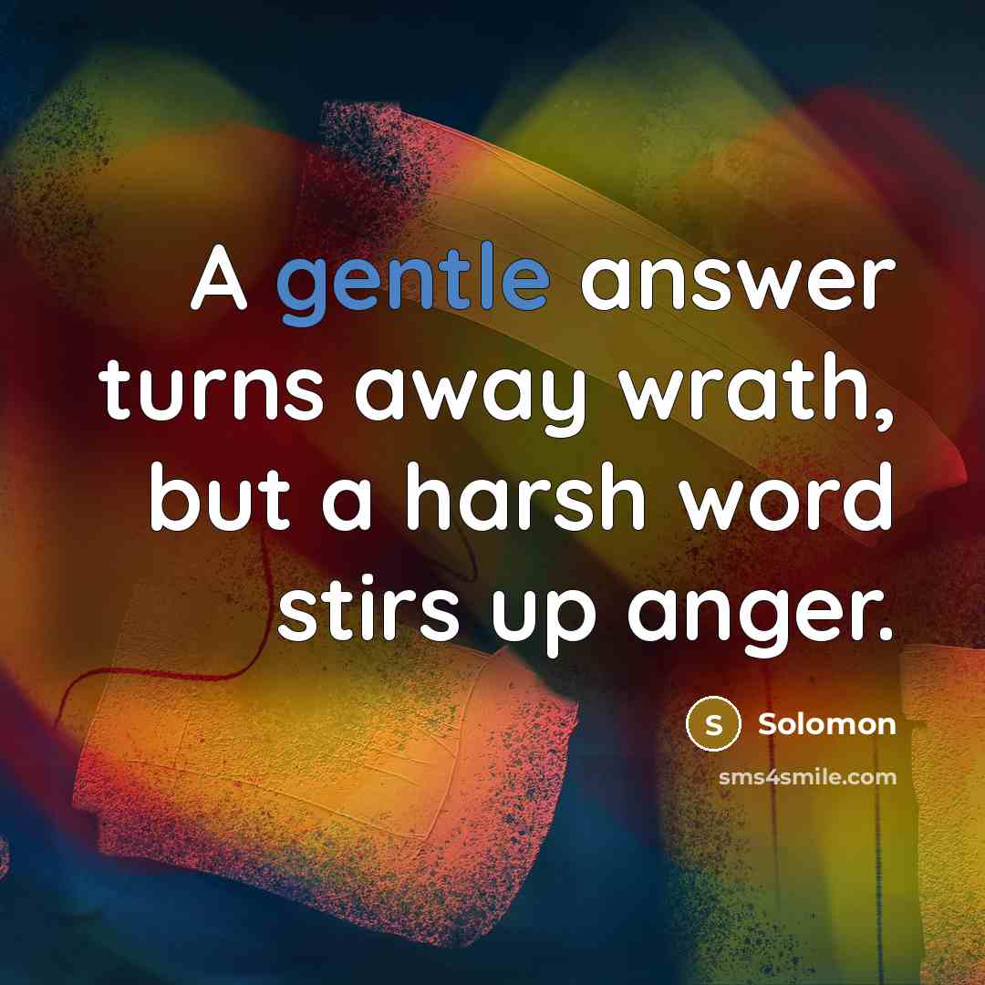 “A gentle answer turns away wrath, but a harsh word…” quote by Solomon