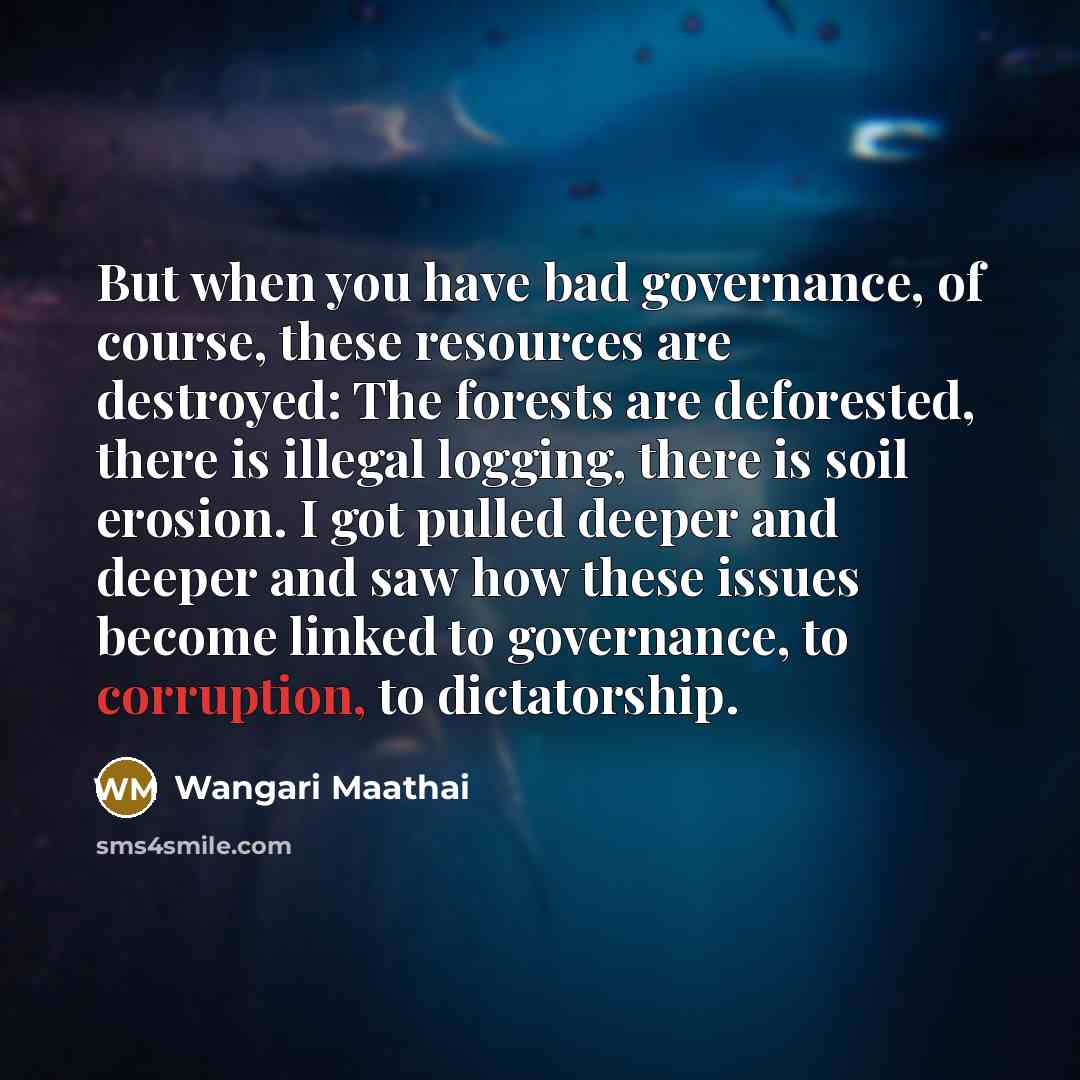 “But when you have bad governance, of course, these resources…” quote by Wangari Maathai